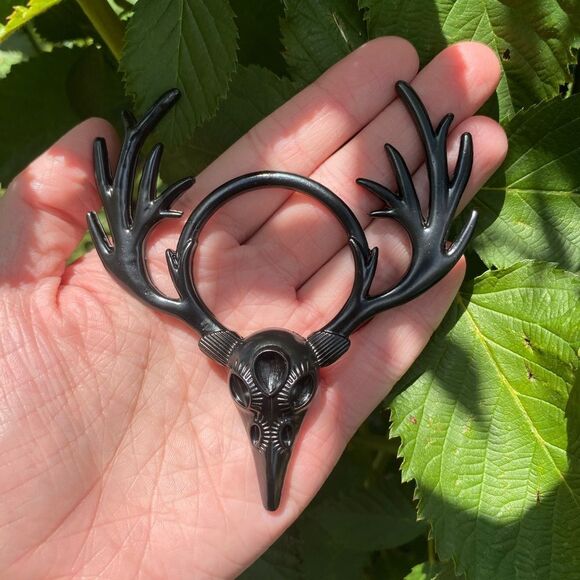 Gothic Black Antler Hair Accessory with matching hair pin Vintage inspired - Picture 5 of 7